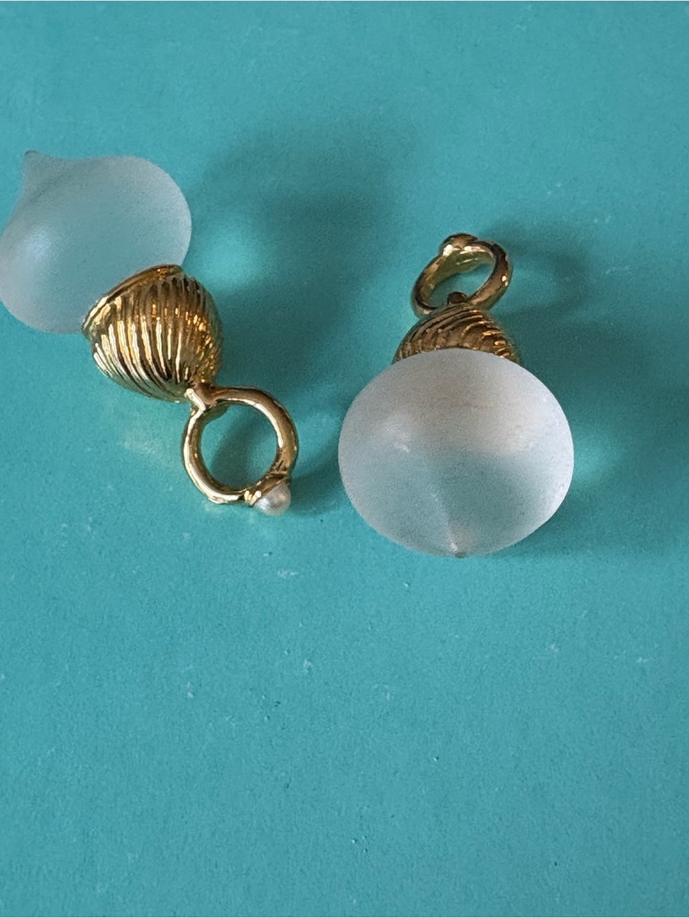 GoldTone and Frosted White Drop Earrings - Women Jewelry